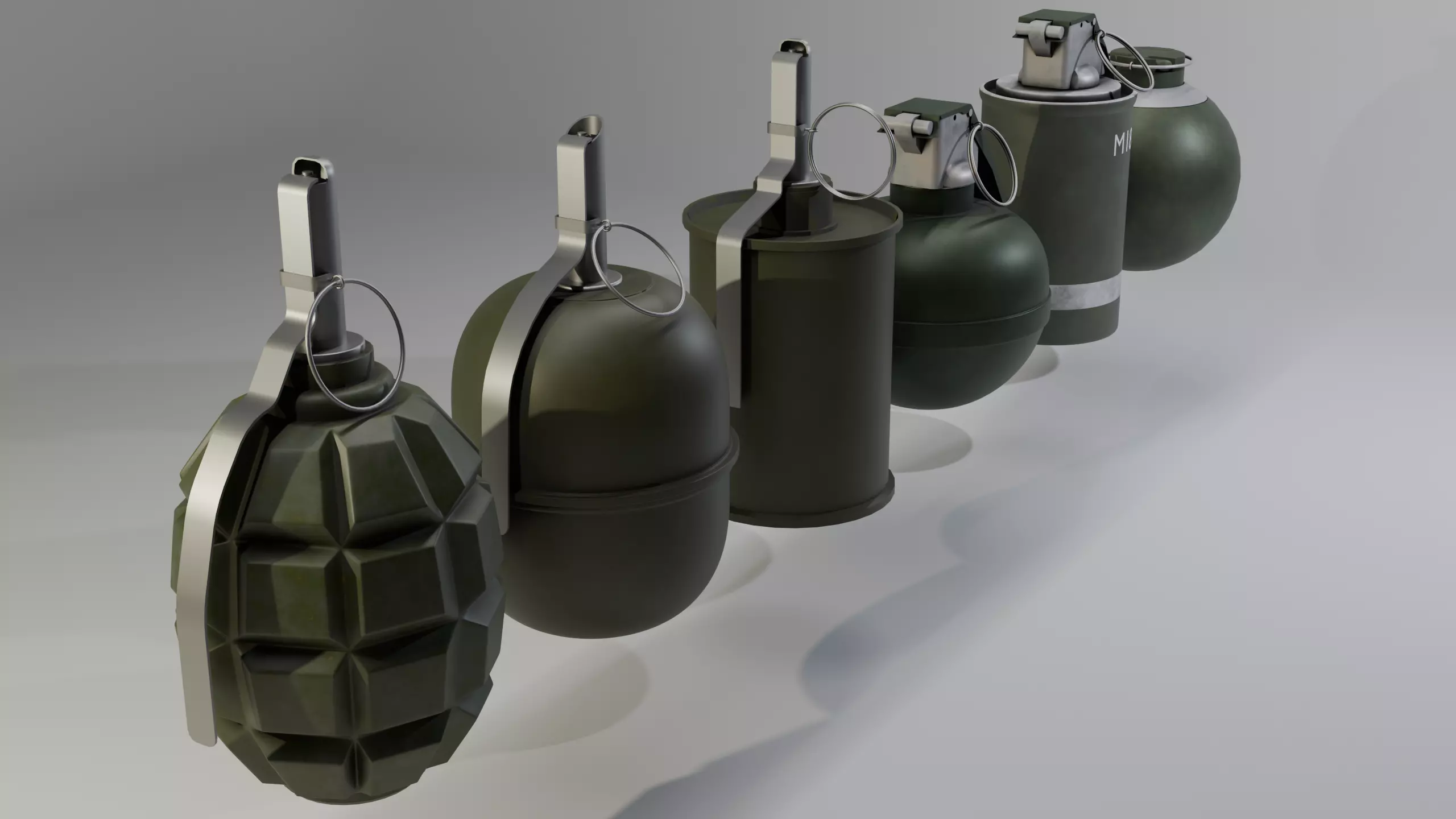 3 Soviet and 3 USA grenades Free 3D model_2