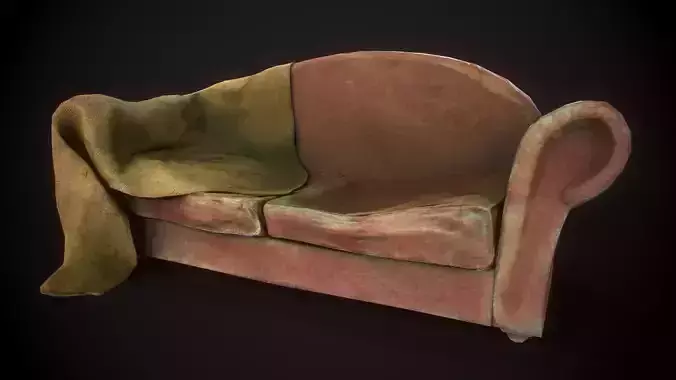 Game Ready Asset  Worn Out Sofa Low-poly 3D model