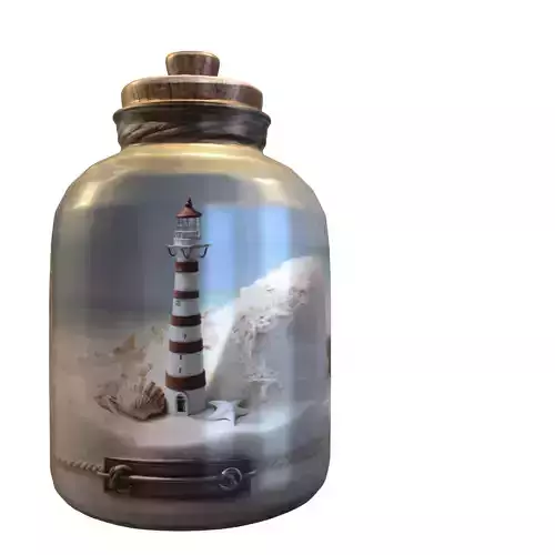 Lighthouse in Glass Jar Diorama Low-poly 3D model