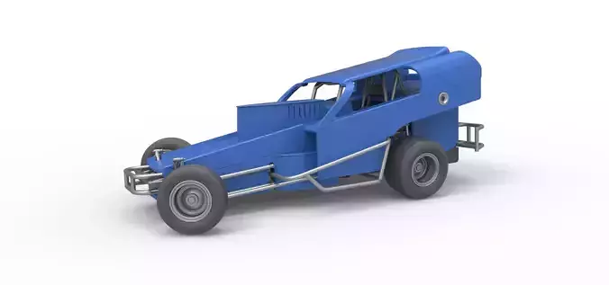 Vintage Dirt Modified stock car V2 while turning Scale 1 to 25 3D print model