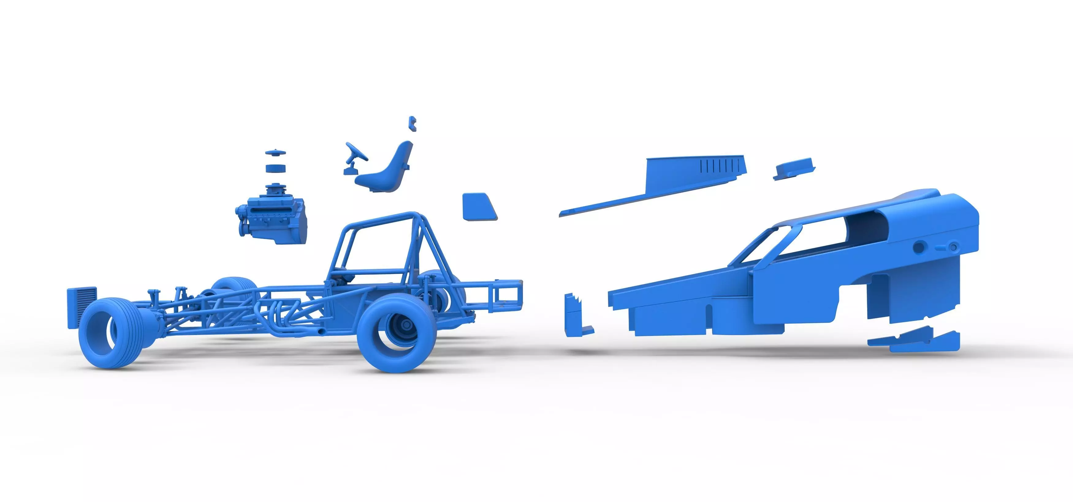 Vintage Dirt Modified stock car V2 while turning Scale 1 to 25 3D print model_59