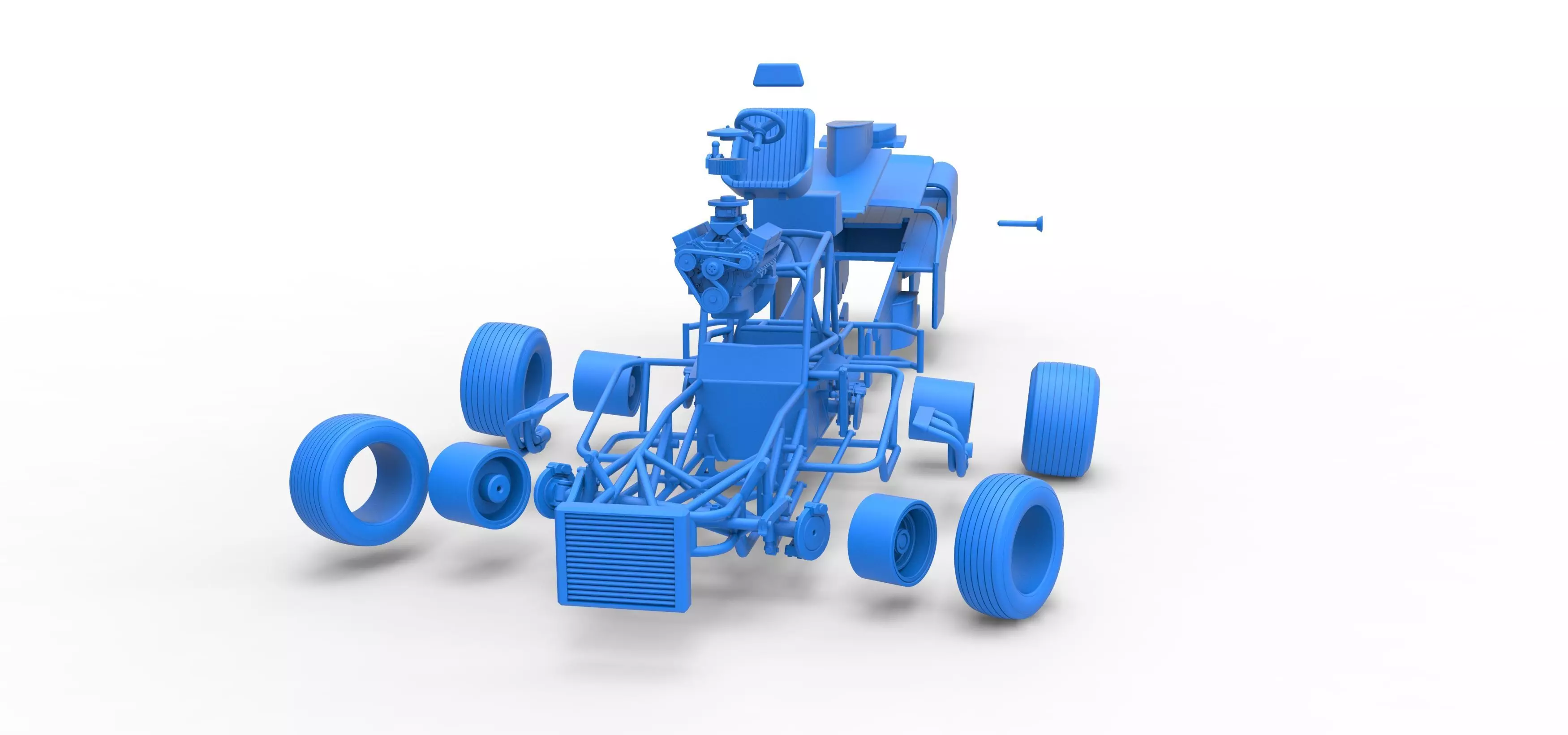 Vintage Dirt Modified stock car V2 while turning Scale 1 to 25 3D print model_58