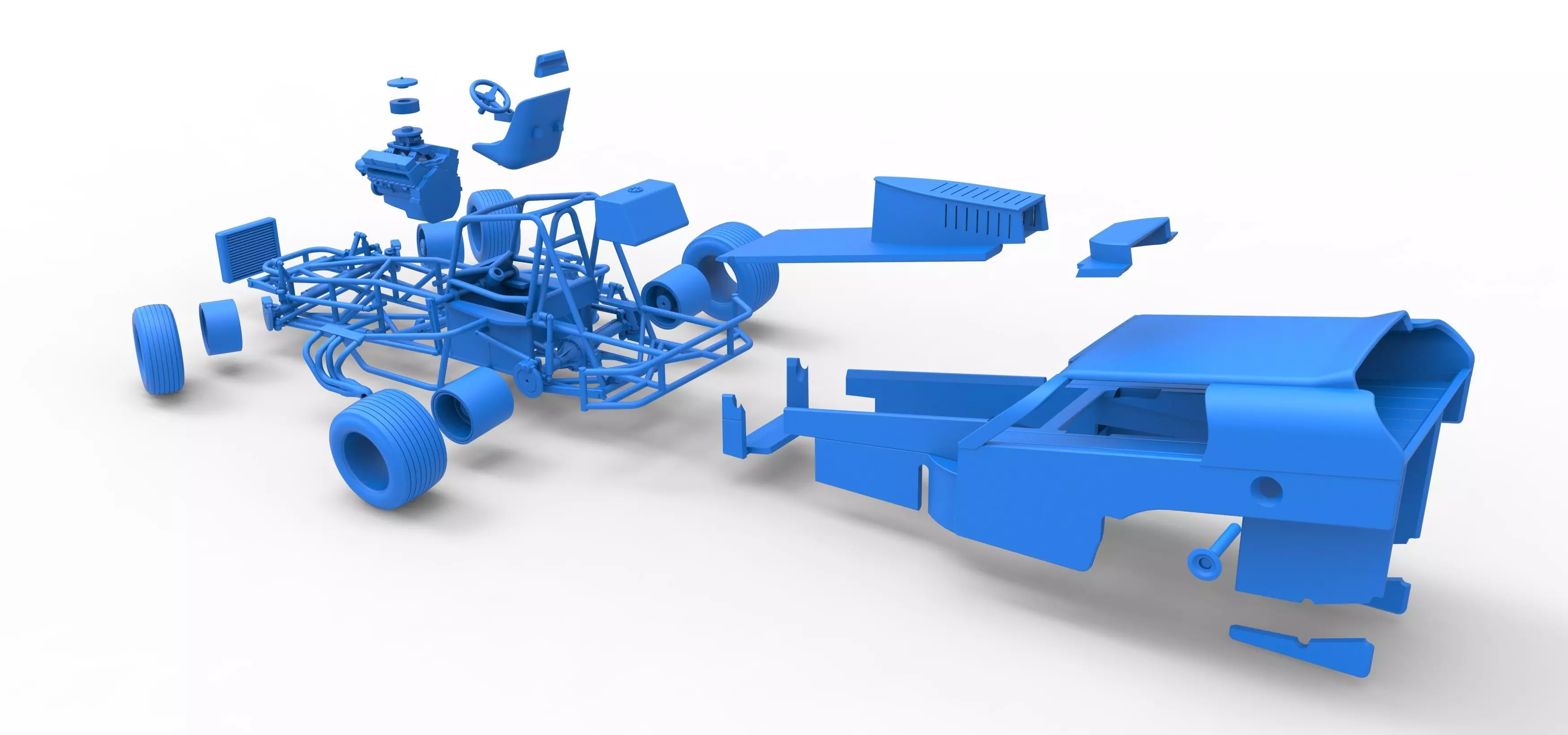 Vintage Dirt Modified stock car V2 while turning Scale 1 to 25 3D print model_61