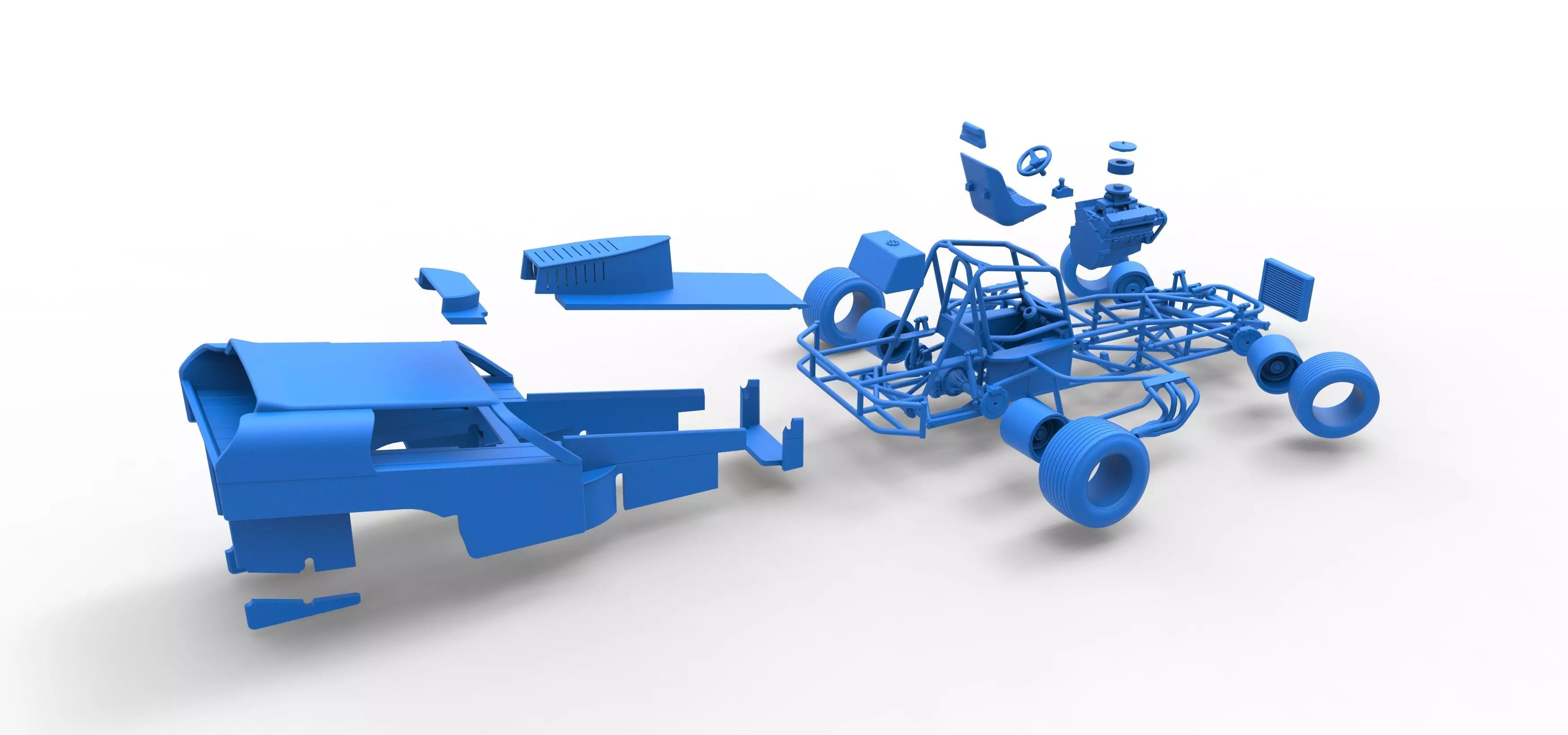 Vintage Dirt Modified stock car V2 while turning Scale 1 to 25 3D print model_64