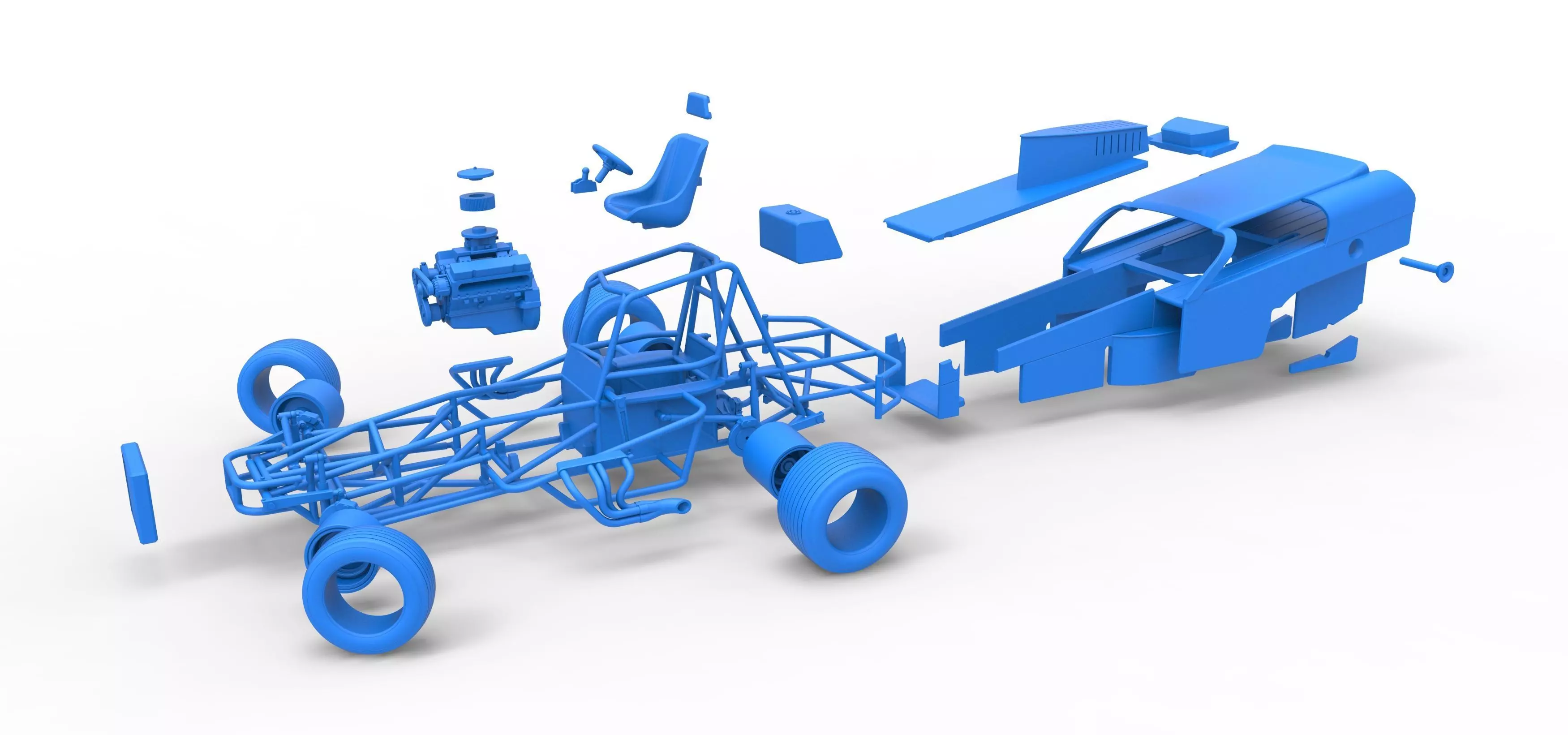 Vintage Dirt Modified stock car V2 while turning Scale 1 to 25 3D print model_55