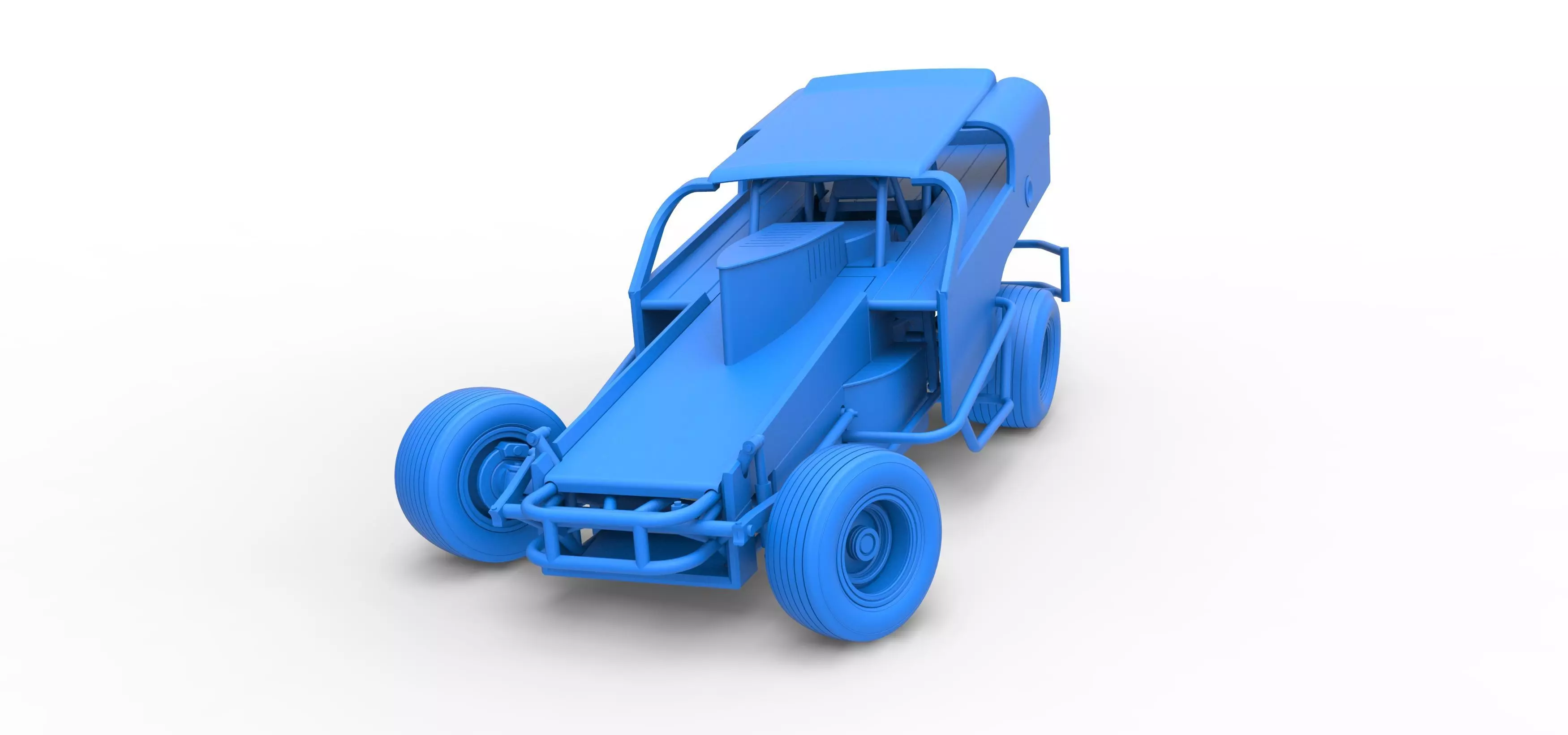 Vintage Dirt Modified stock car V2 while turning Scale 1 to 25 3D print model_32