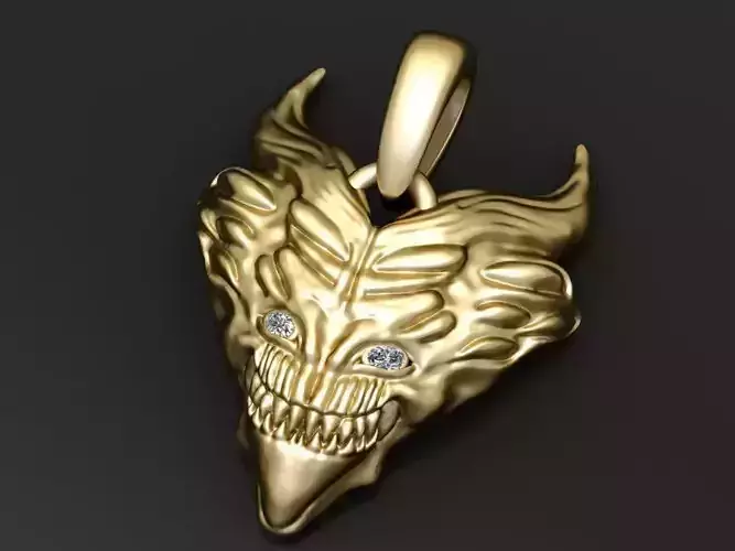 Gold demon pendant 3D printable model  