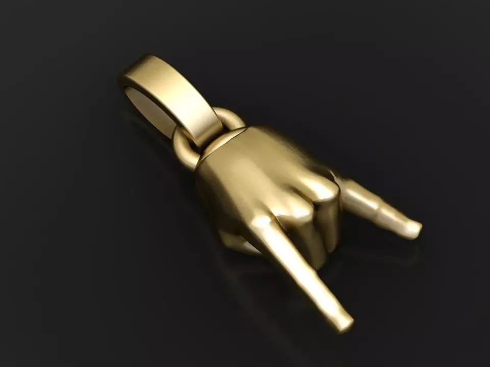 Gold rock hand pendant 3D printable model 3D print model