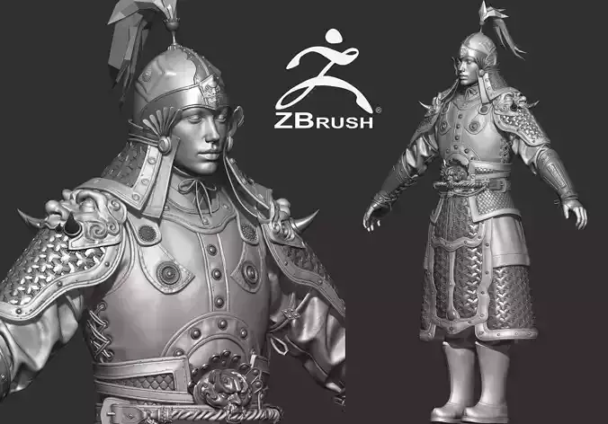 Ancient asian china chinese Armor warrior zbrush 3D print model