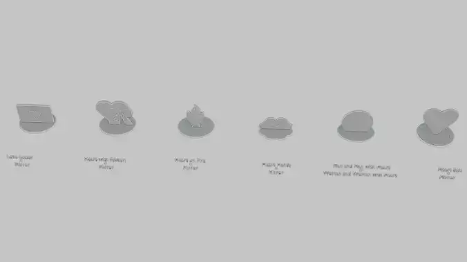 Valentines Love Mini Pack Emoji Statues 3D print model