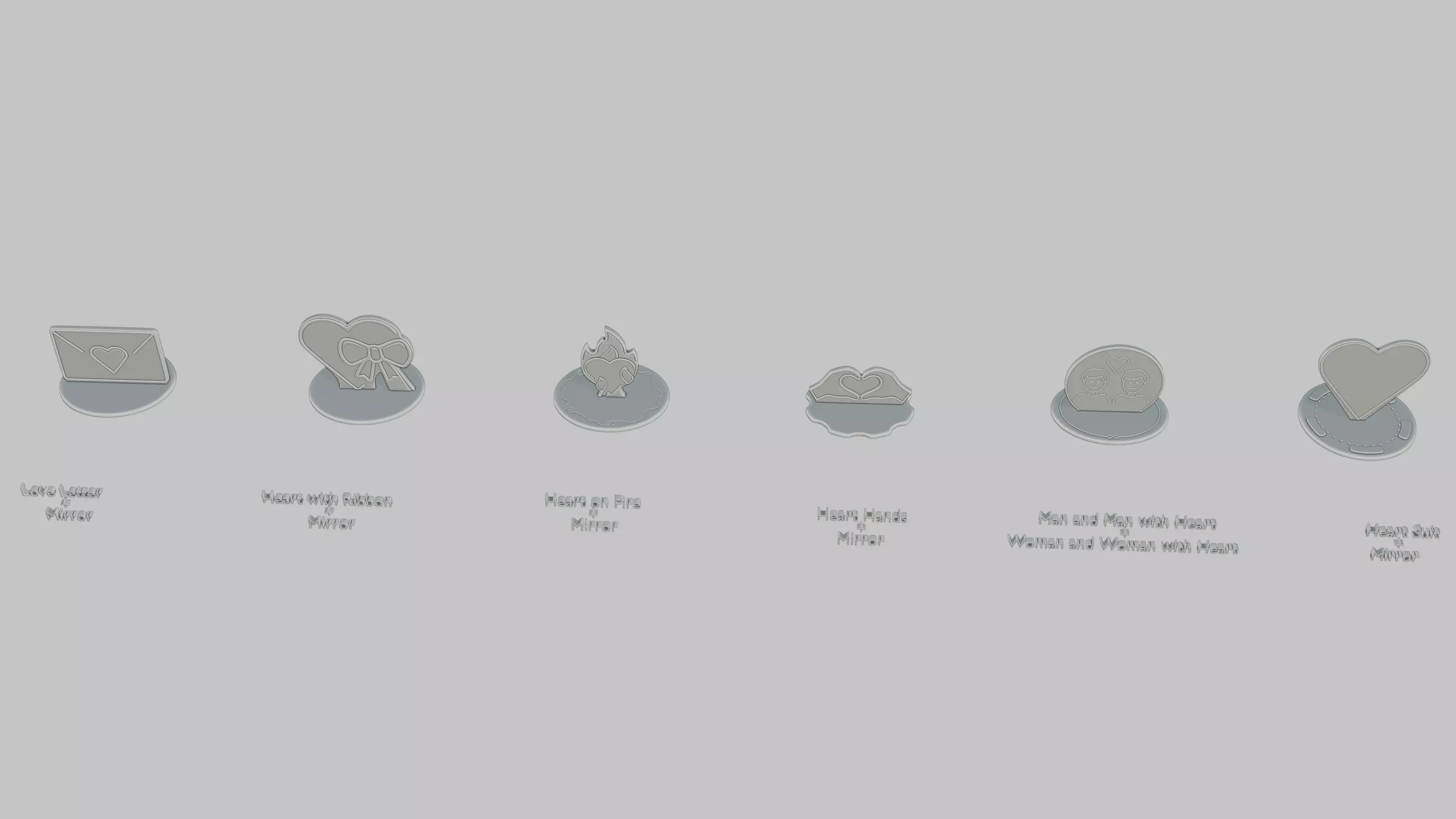 Valentines Love Mini Pack Emoji Statues 3D print model_0