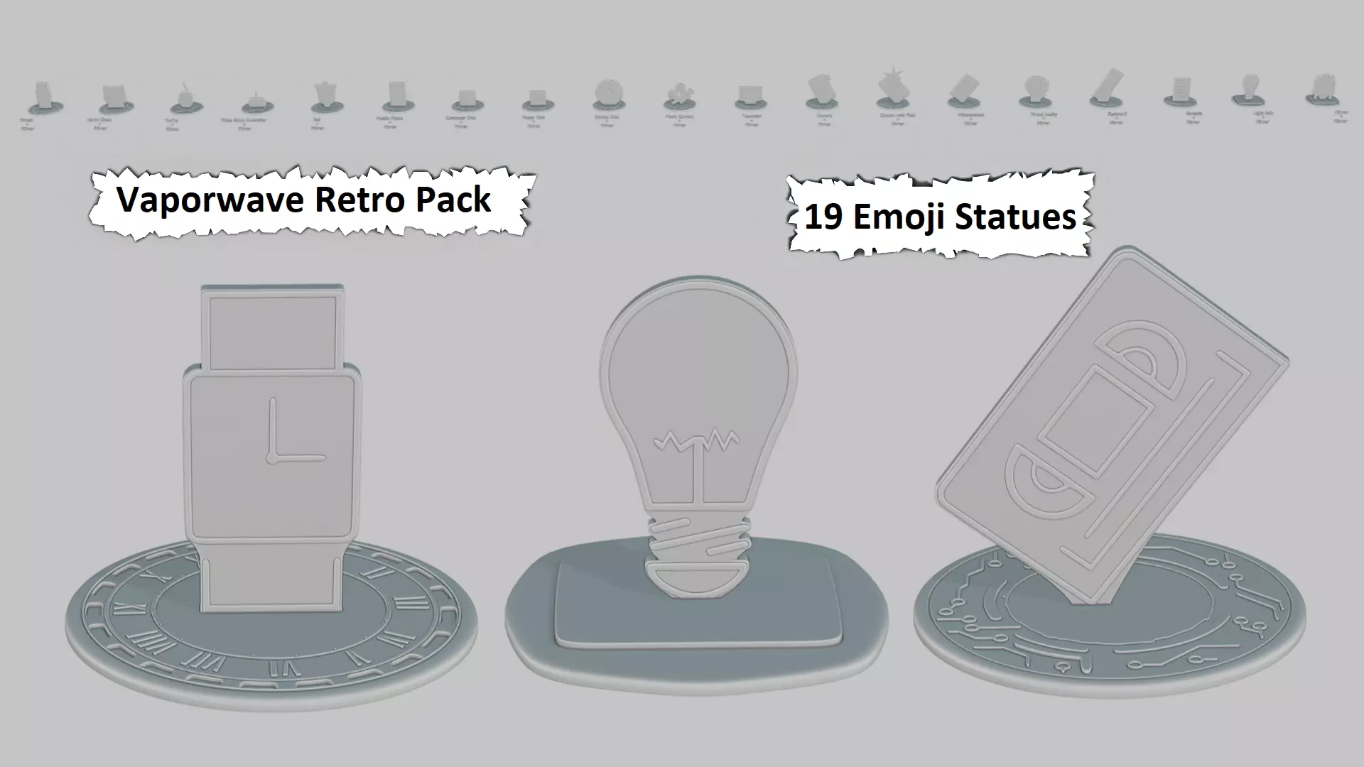 Vaporwave Retro Pack Emoji Statues 3D print model