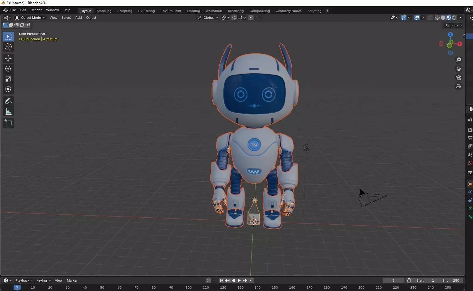 AstroBuddy  Futuristic Mascot Robot Character Low-poly 3D model_9