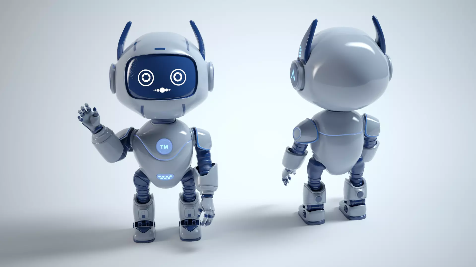 AstroBuddy  Futuristic Mascot Robot Character Low-poly 3D model_4