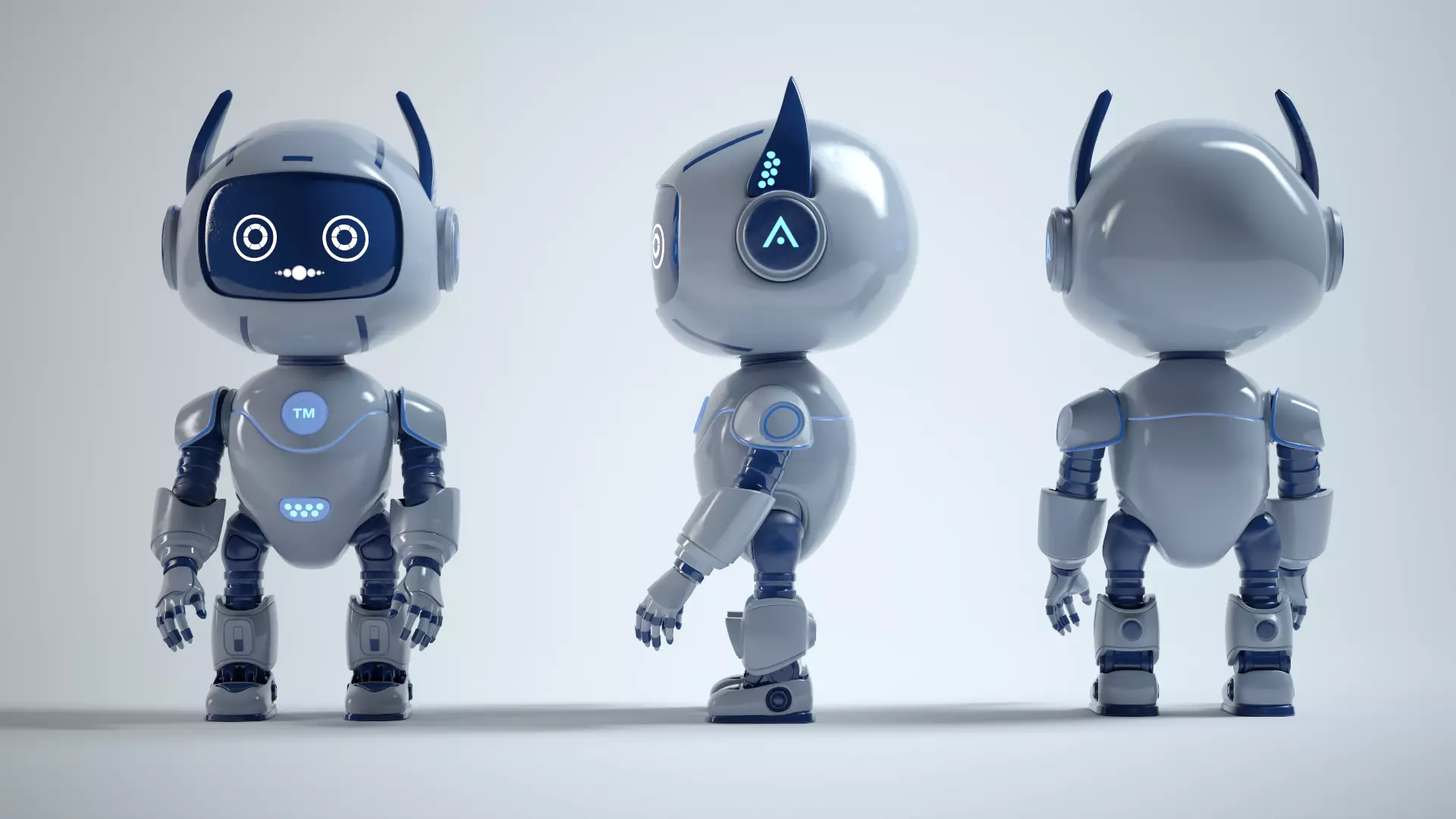 AstroBuddy  Futuristic Mascot Robot Character Low-poly 3D model_2