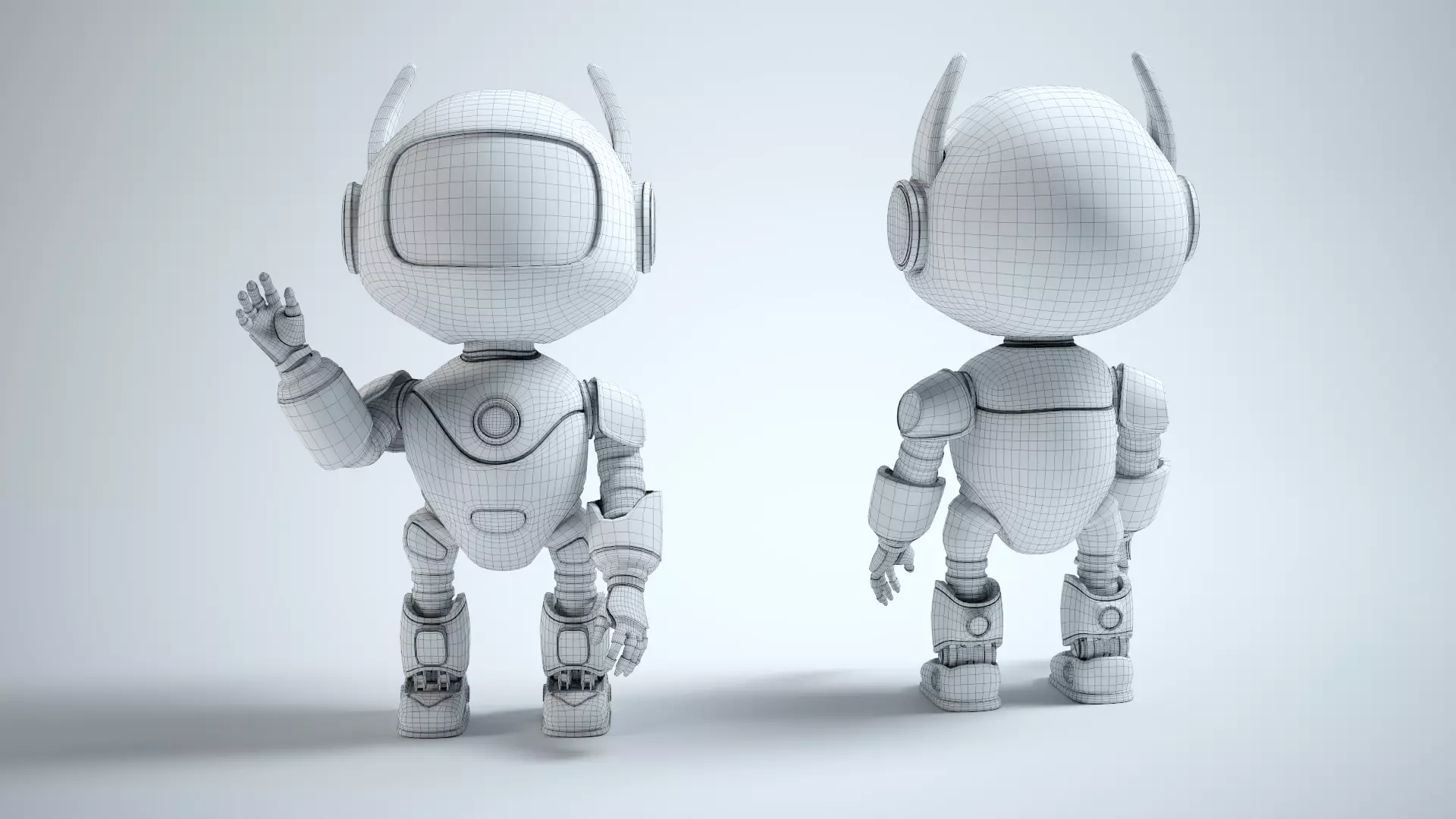 AstroBuddy  Futuristic Mascot Robot Character Low-poly 3D model_5