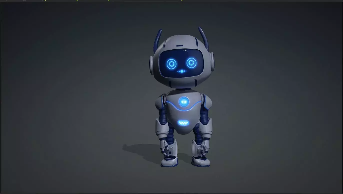 AstroBuddy  Futuristic Mascot Robot Character Low-poly 3D model_7