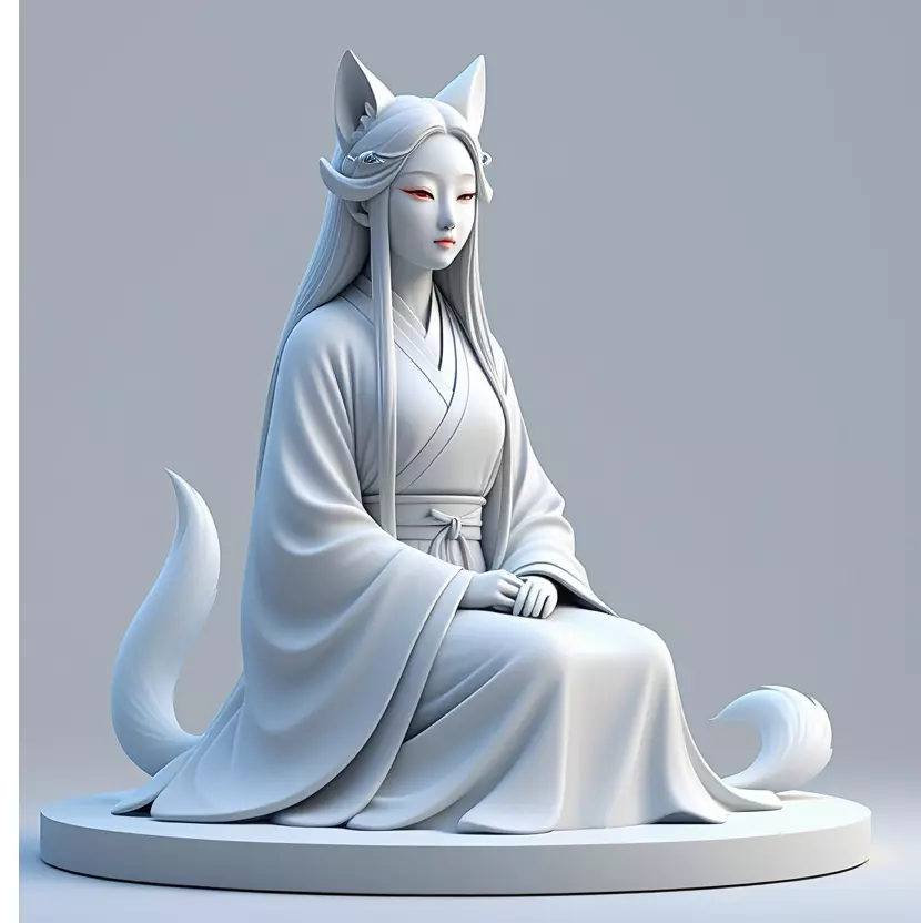 1712  COLORFUL Fox Spirit Woman in Pu Song Ling Style 3D print model_0
