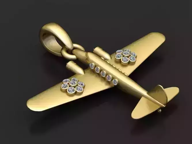 Gold airplane pendant 3D printable model   3D print model