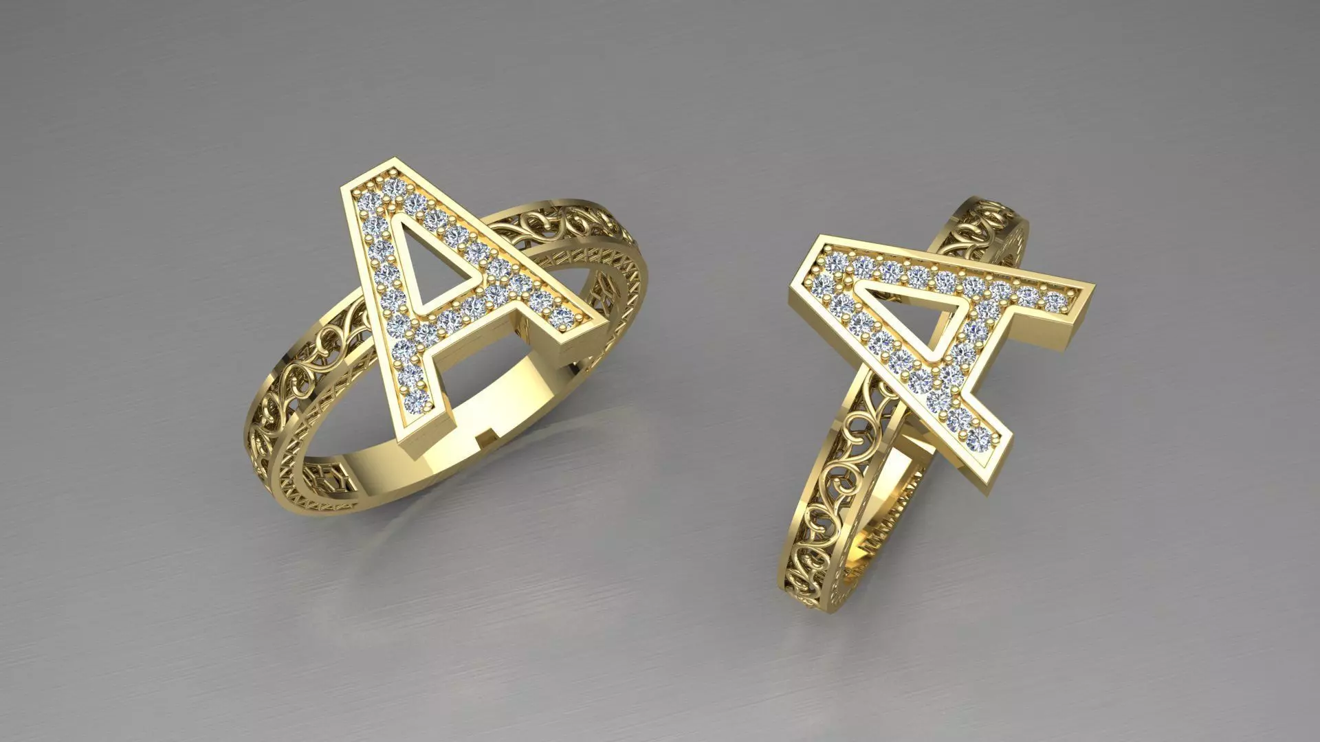 jewelry ring diamond letter A Free 3D print model