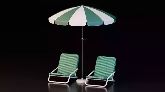 Beach Lounge Chair Set with Umbrella
