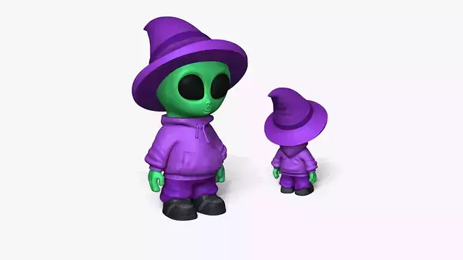 Cute Alien Miniature - Witch Hat - Chibi 3D print model