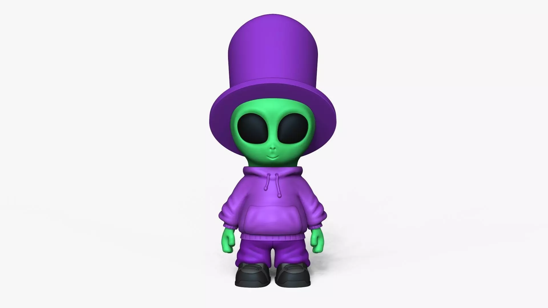 Cute Alien Miniature - Top Hat - Chibi 3D print model_4
