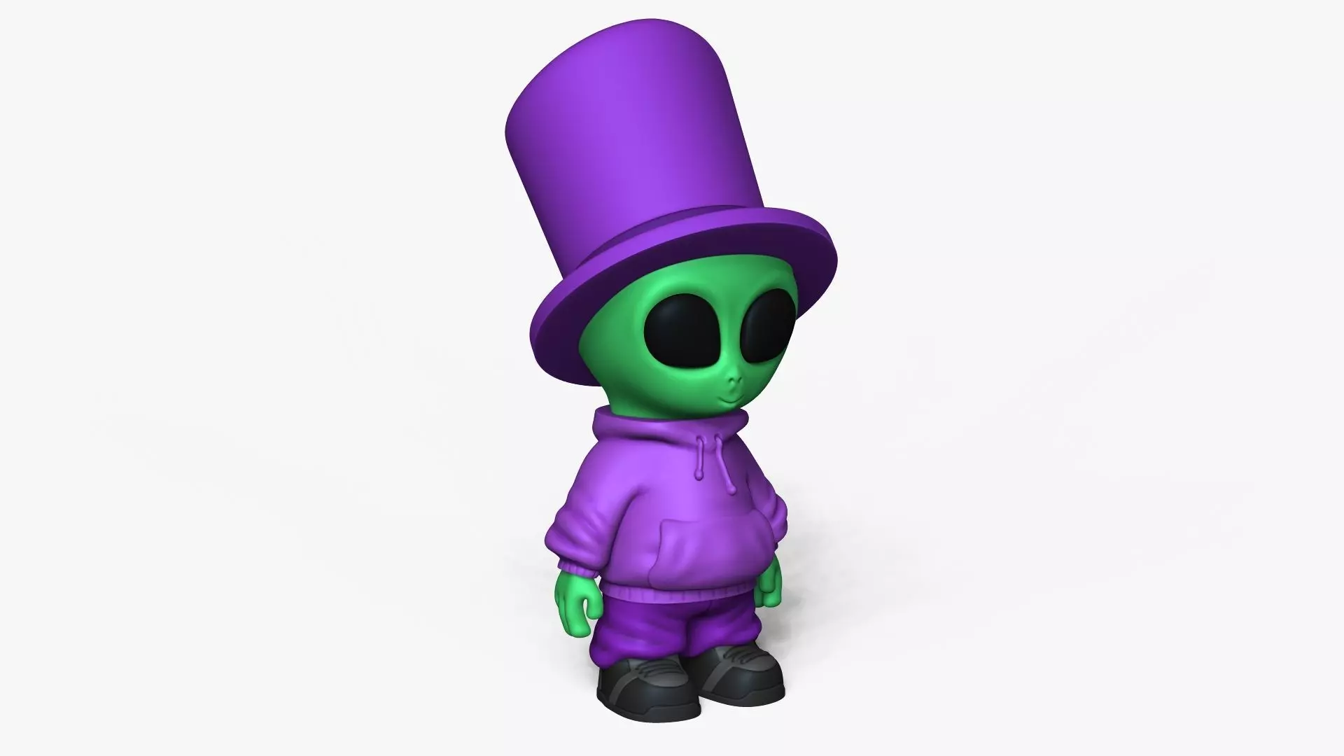 Cute Alien Miniature - Top Hat - Chibi 3D print model_1