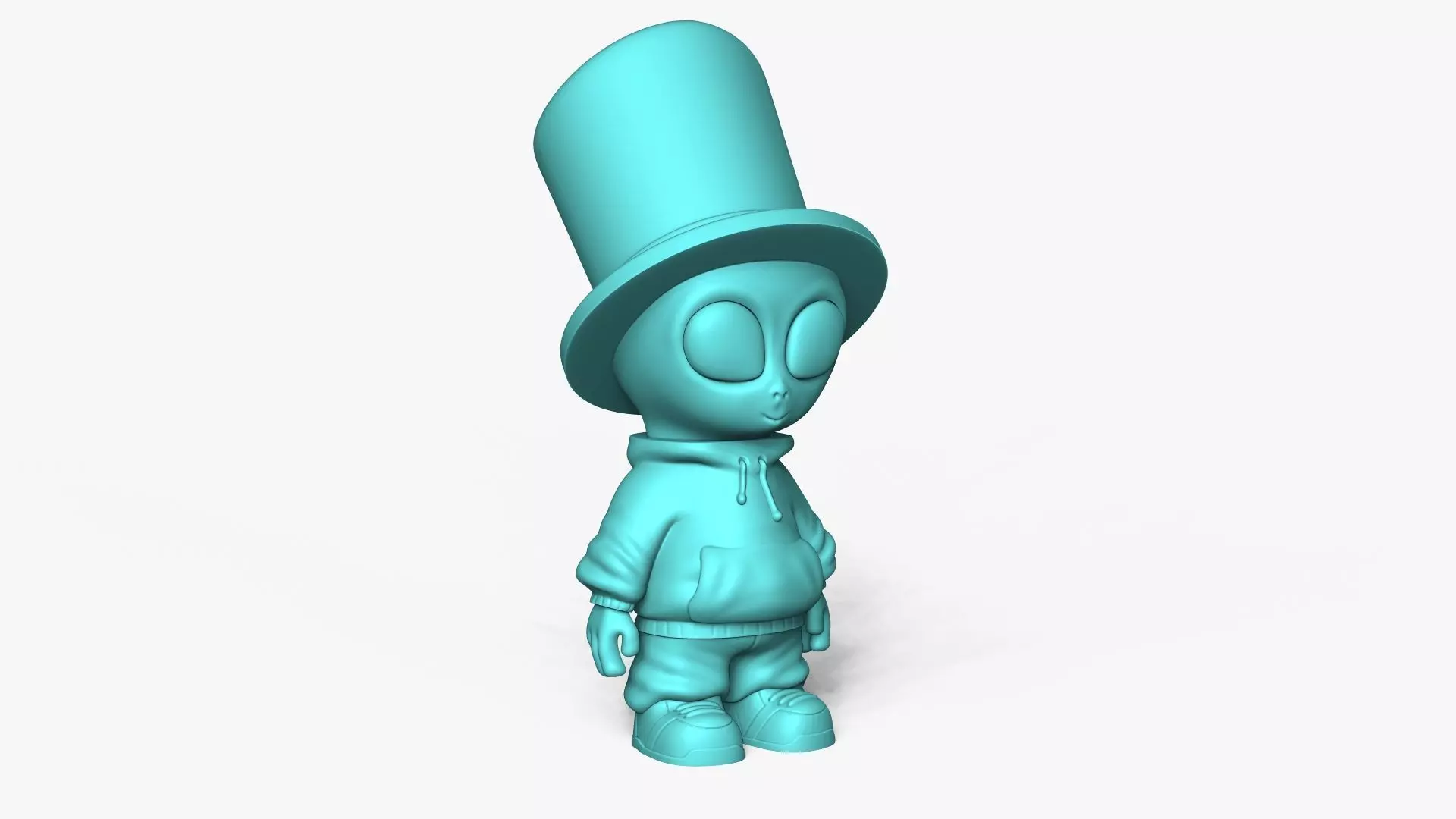 Cute Alien Miniature - Top Hat - Chibi 3D print model_5