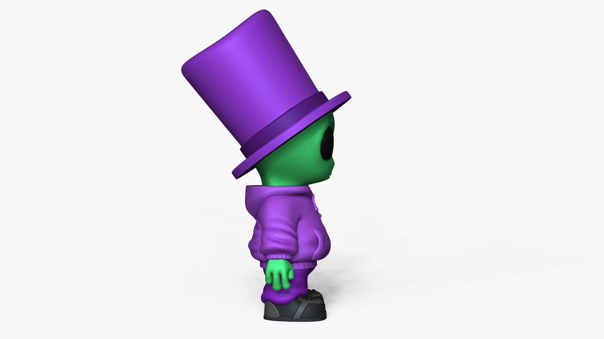 Cute Alien Miniature - Top Hat - Chibi 3D print model_3