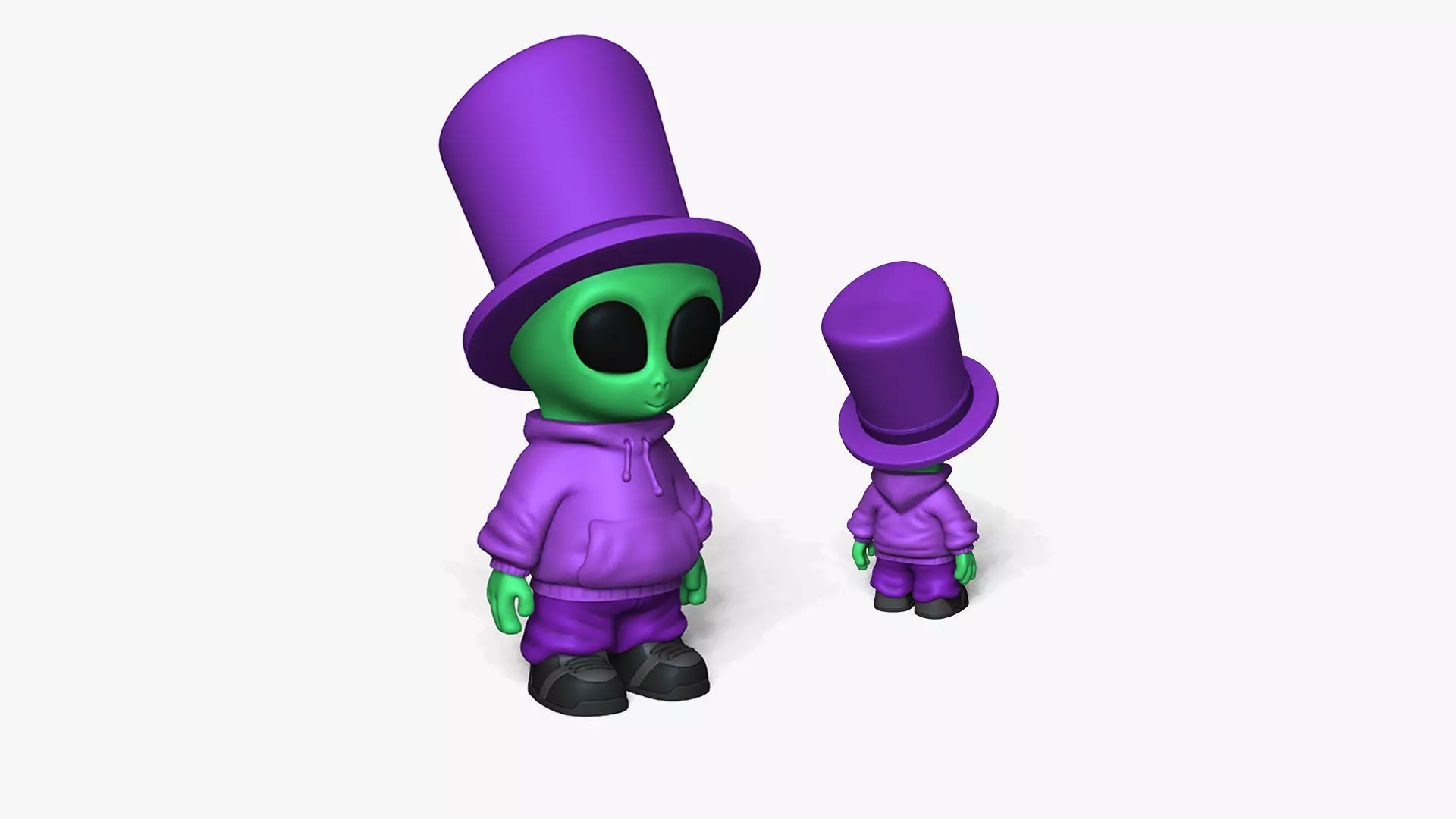 Cute Alien Miniature - Top Hat - Chibi 3D print model_0
