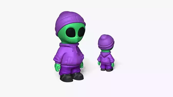 Cute Alien Miniature - Winter Hood - Chibi 3D print model