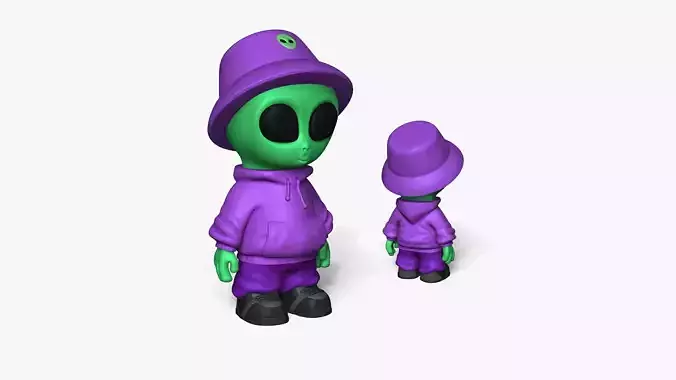 Cute Alien Miniature - Bucket Hat - Chibi 3D print model