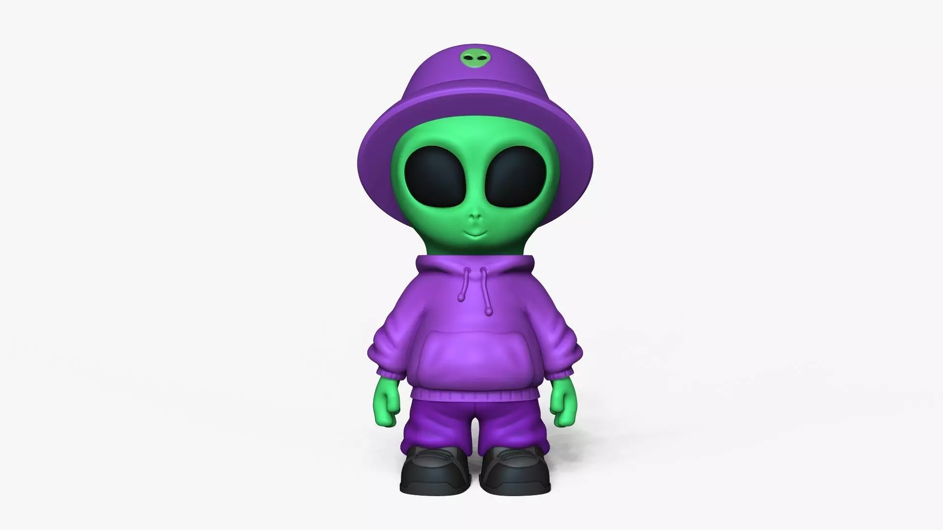 Cute Alien Miniature - Bucket Hat - Chibi 3D print model_4