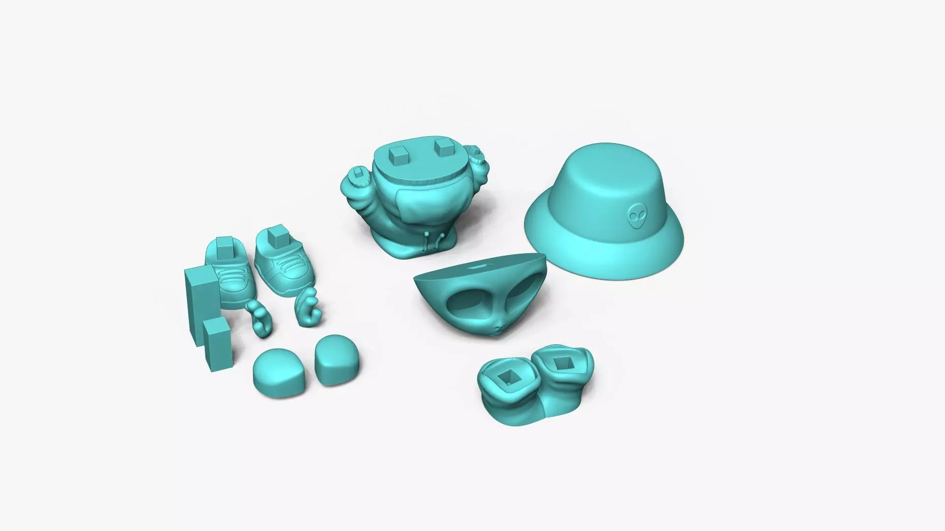 Cute Alien Miniature - Bucket Hat - Chibi 3D print model_10