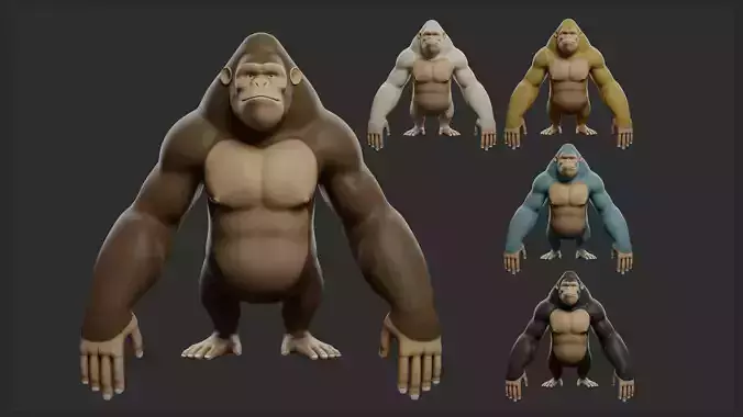 Gorilla Stylize II Cartoon Low-poly 3D model