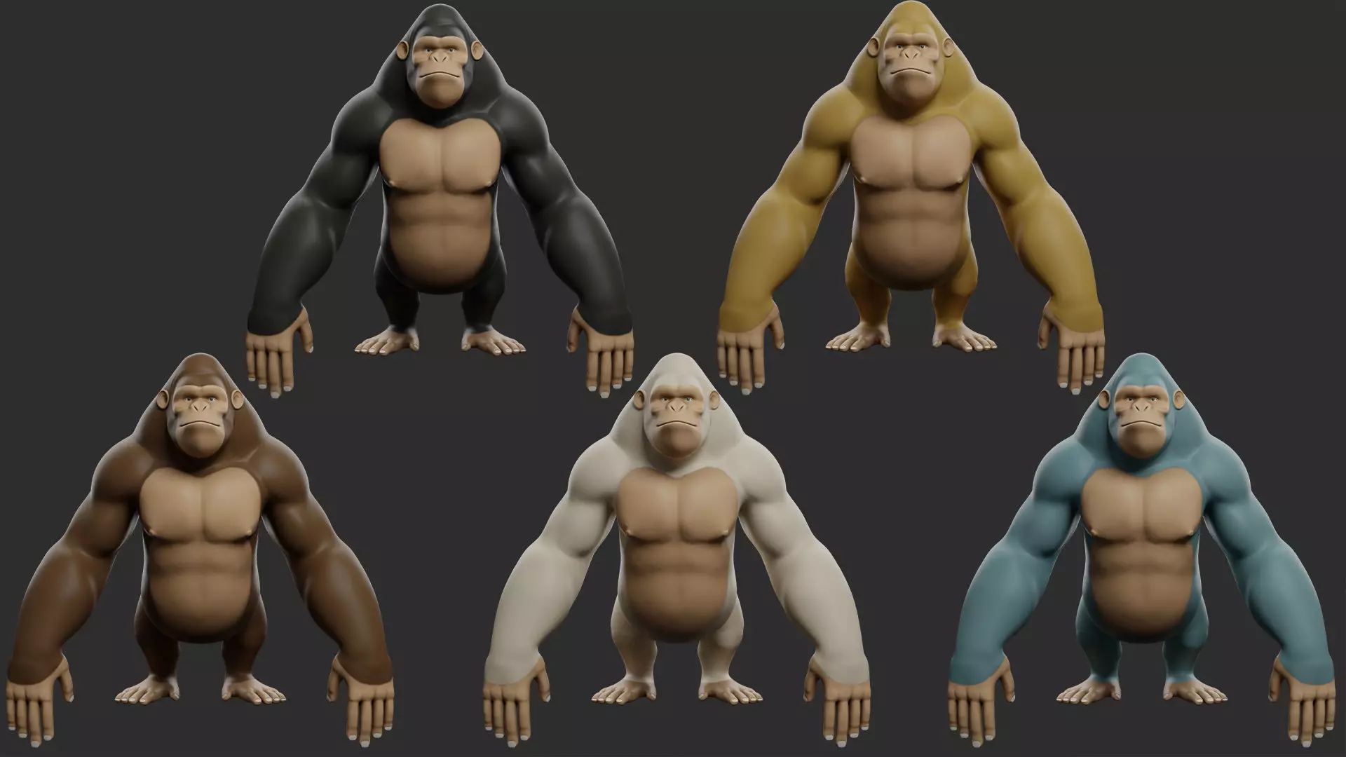 Gorilla Stylize II Cartoon Low-poly 3D model_1
