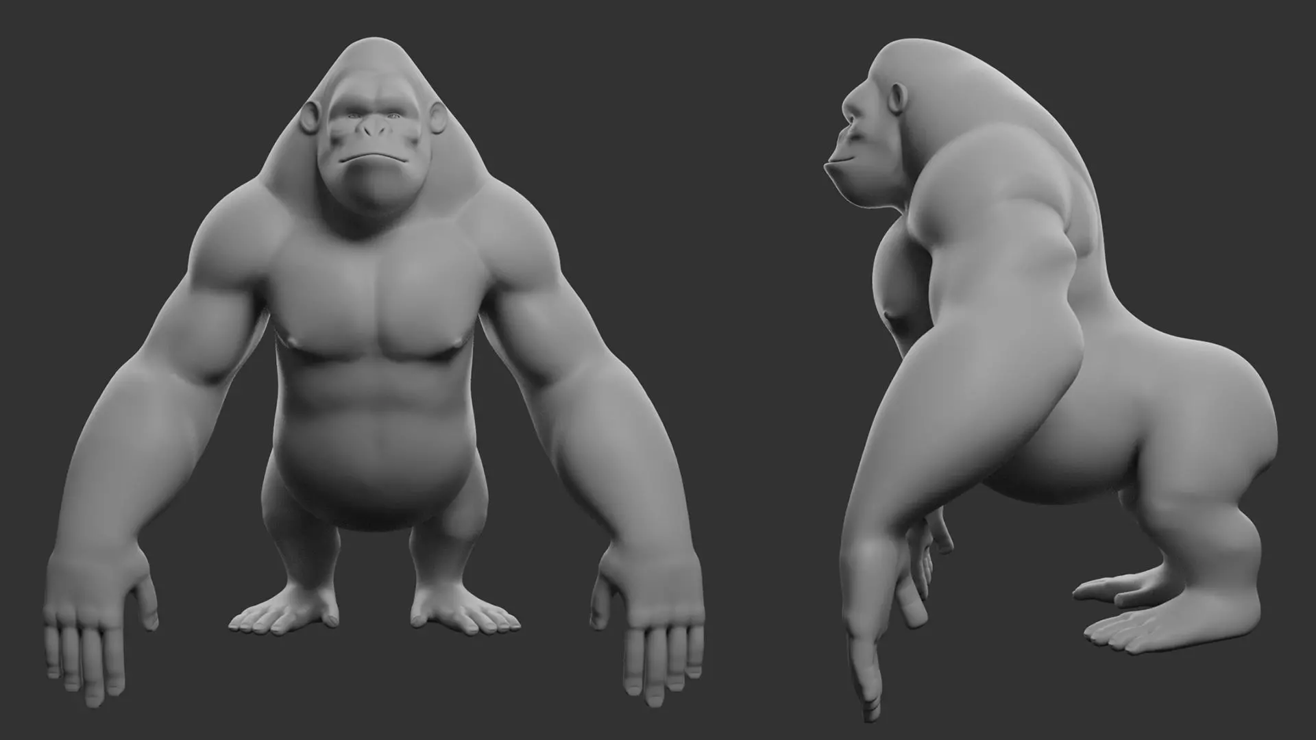 Gorilla Stylize II Cartoon Low-poly 3D model_3
