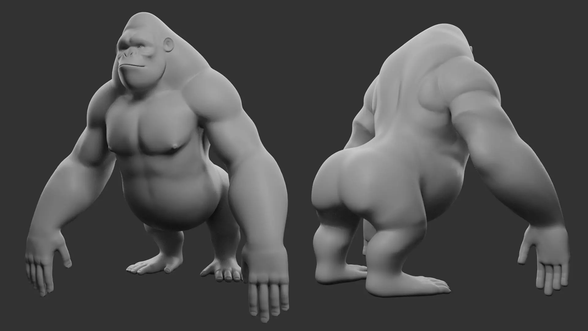 Gorilla Stylize II Cartoon Low-poly 3D model_6