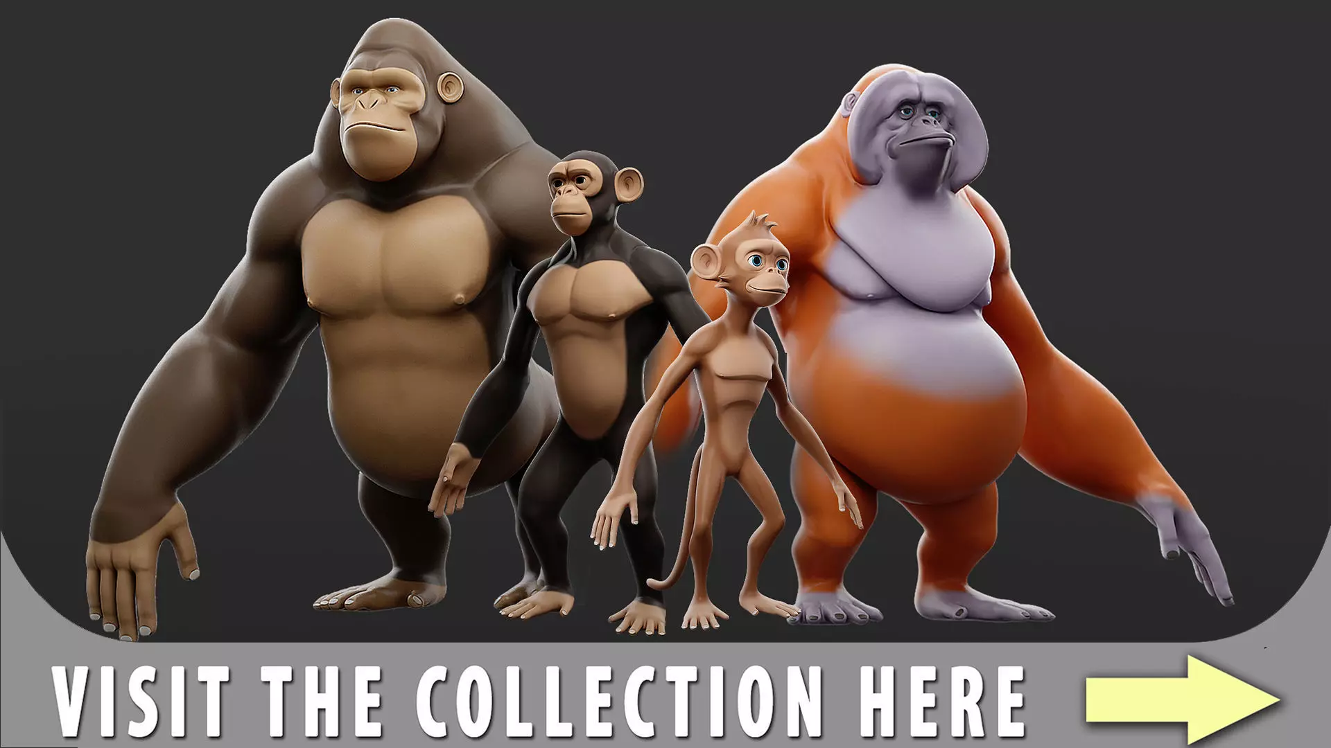 Gorilla Stylize II Cartoon Low-poly 3D model_11