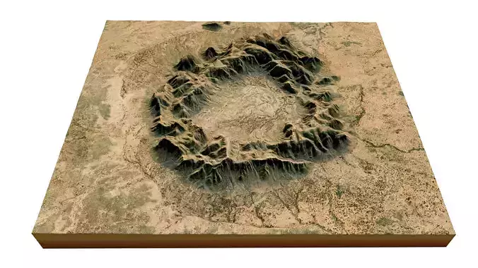Gosses Bluff Crater 3D model terrain Low-poly 3D model