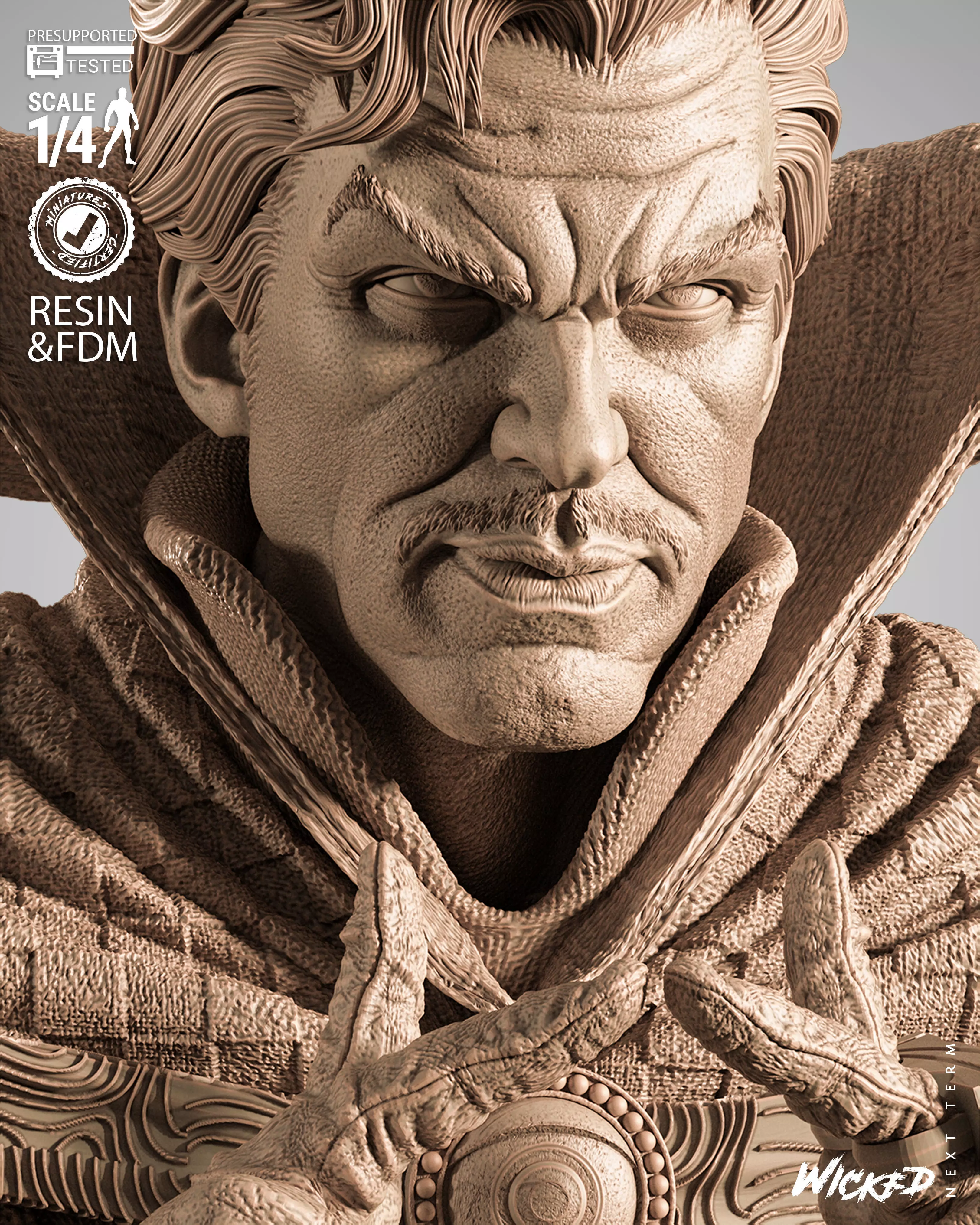 Wicked Marvel Dr Strange Portrait Bust 3D print model_3