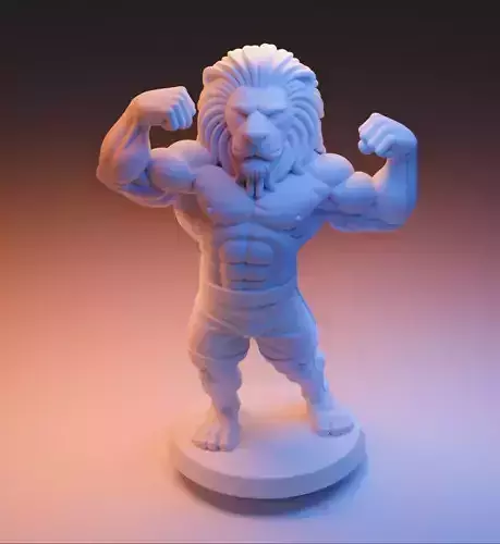BEAST MODE LION KING  Muscular Lion Statue STL for 3D Printing 3D print model