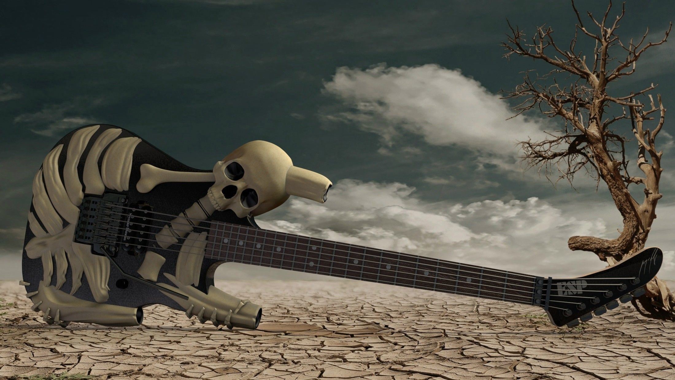 George Lynch ESP Skull n bones 3D model_4