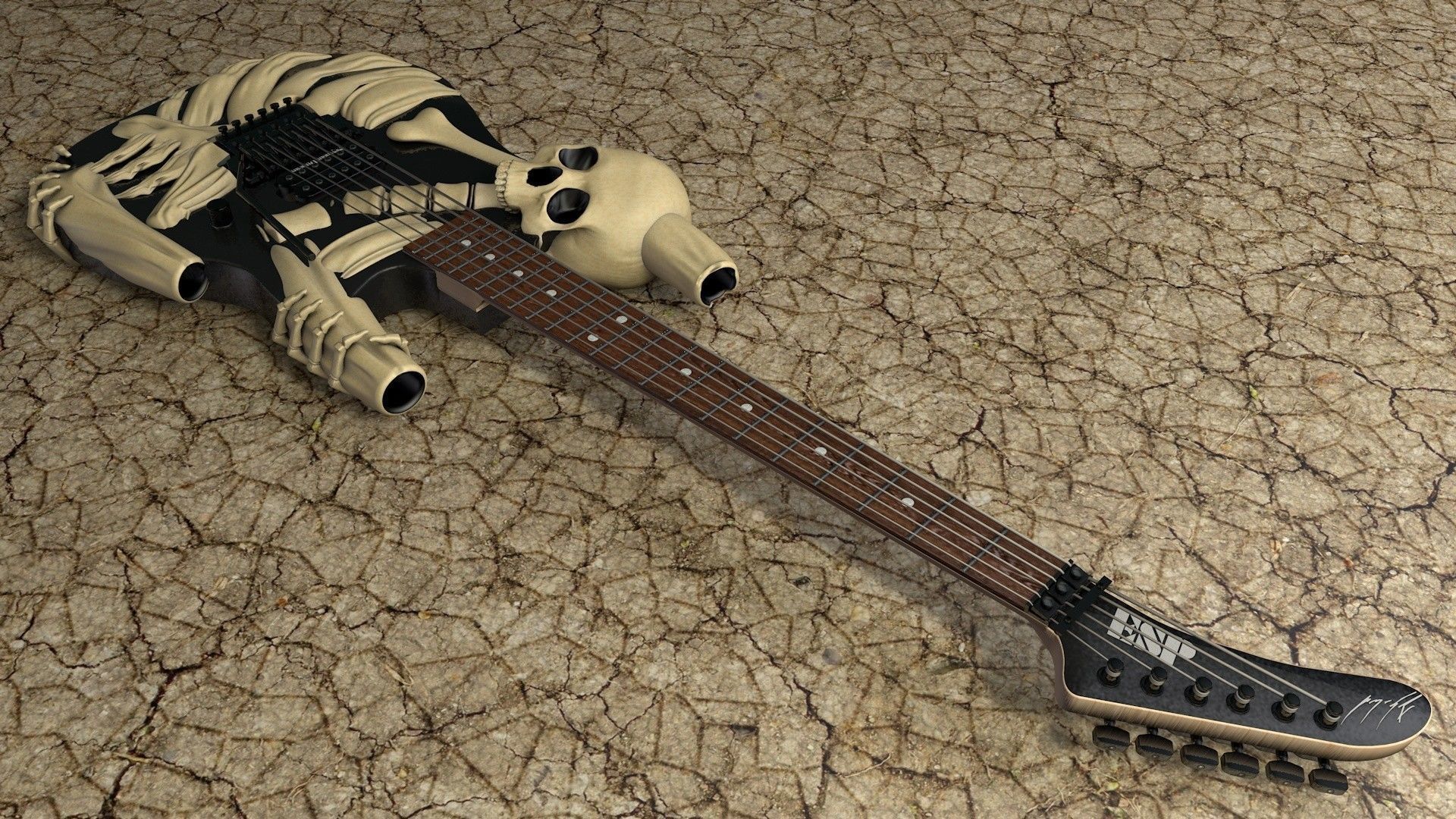 George Lynch ESP Skull n bones 3D model_3