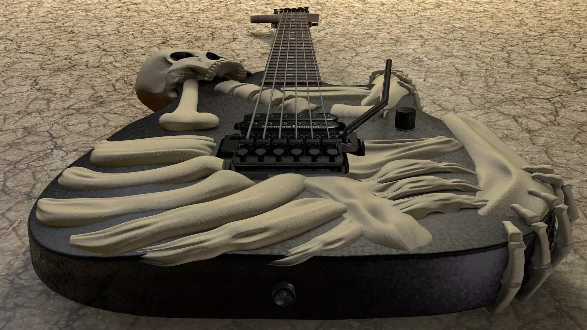 George Lynch ESP Skull n bones 3D model_0