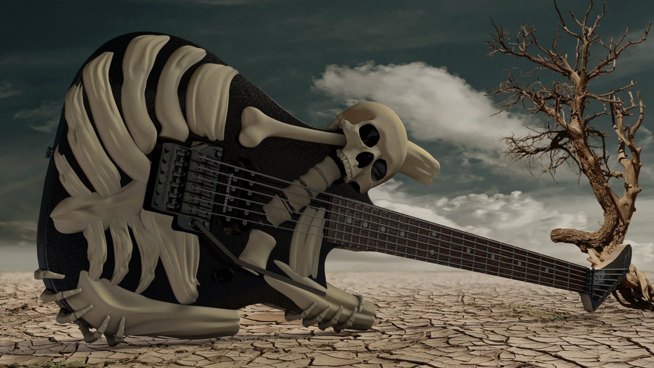 George Lynch ESP Skull n bones 3D model_2