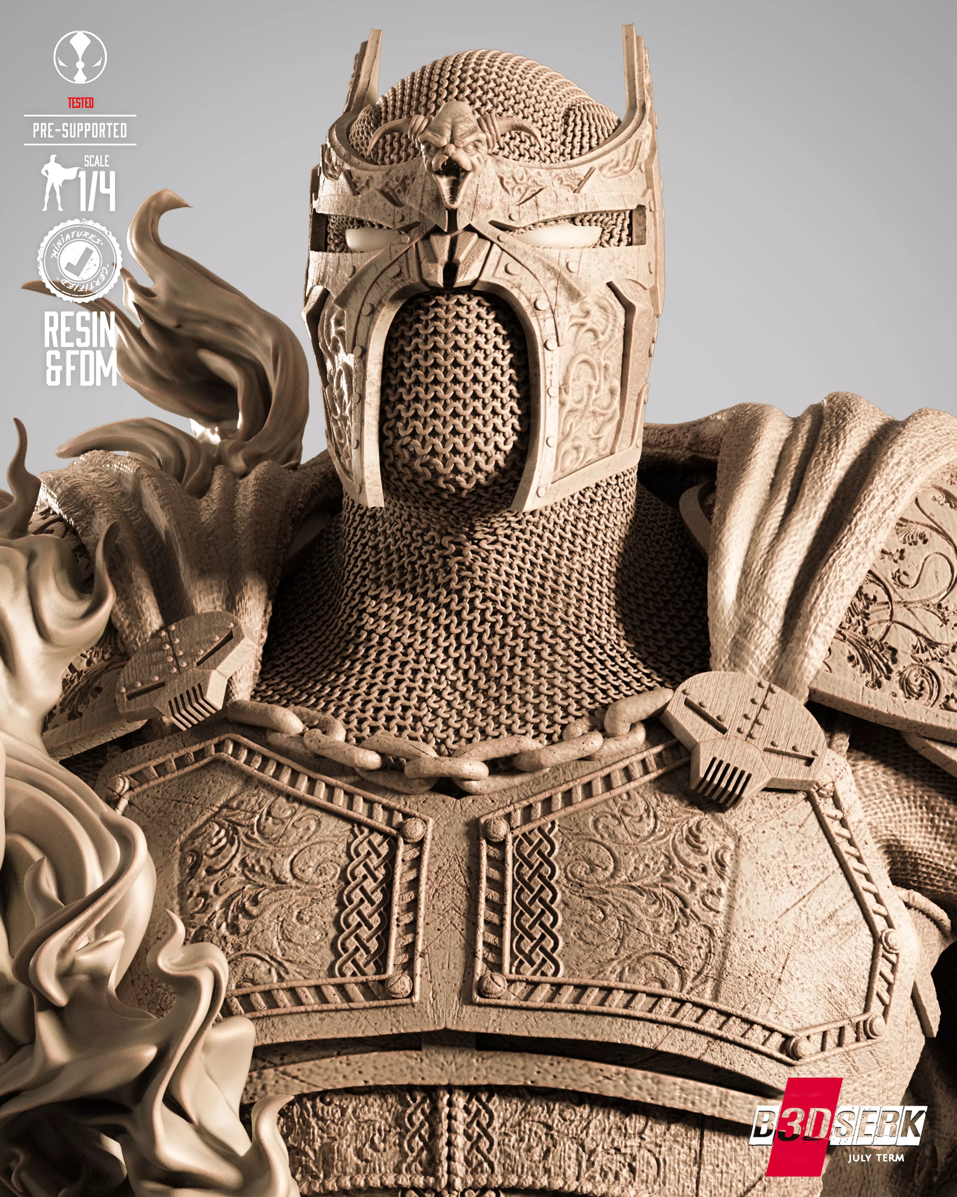 B3DSERK Medieval Spawn Portrait Bust 3D print model_40