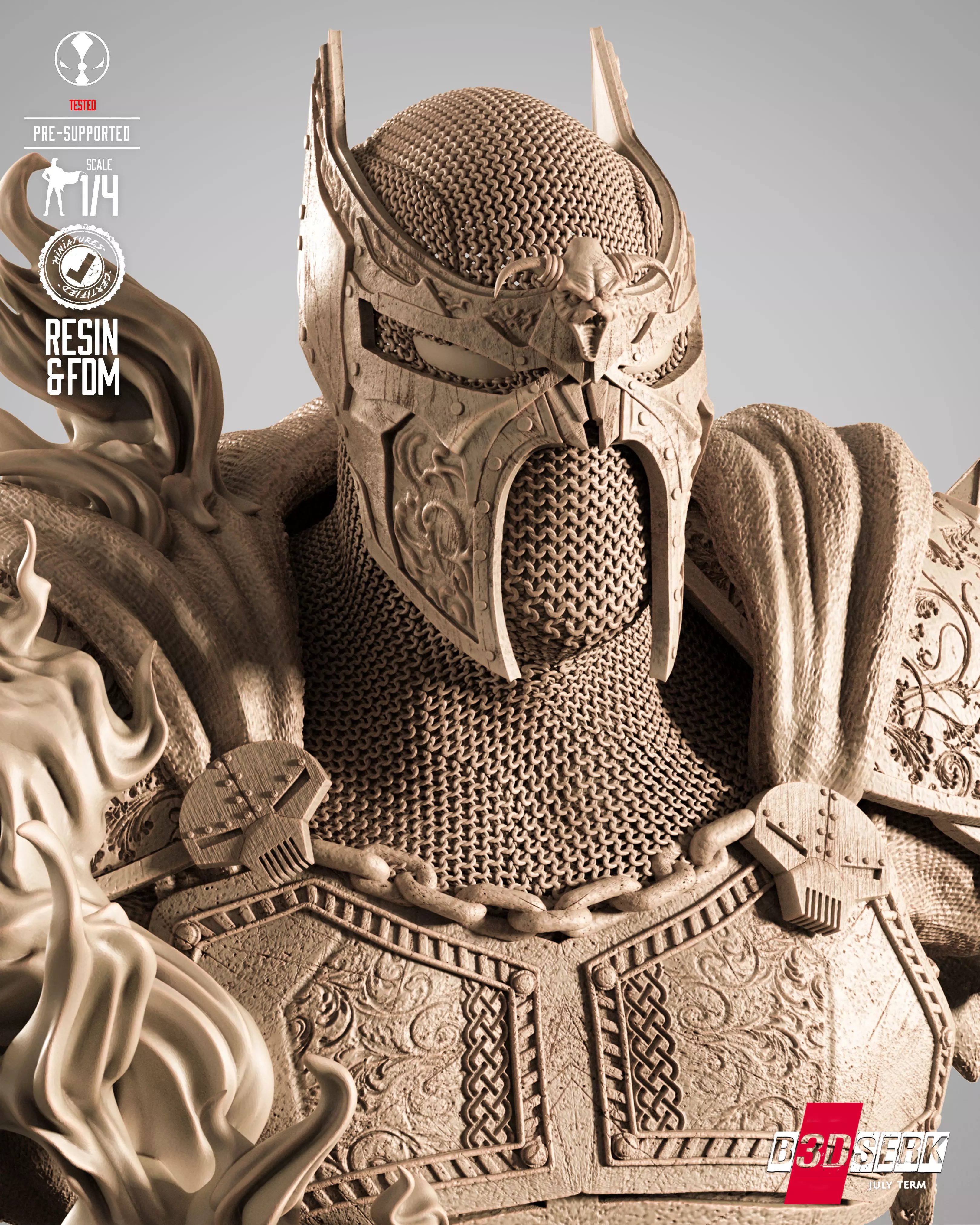 B3DSERK Medieval Spawn Portrait Bust 3D print model_22