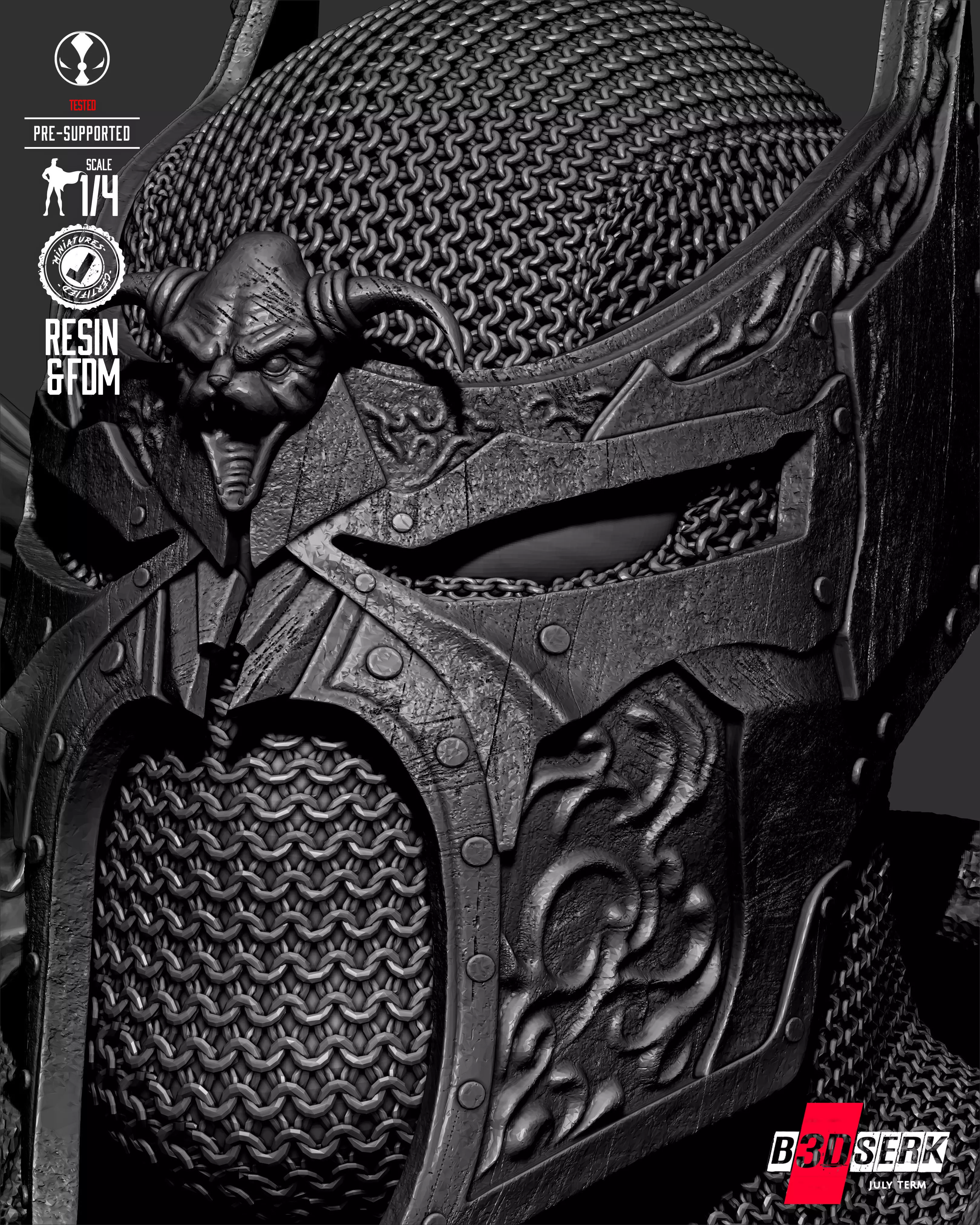 B3DSERK Medieval Spawn Portrait Bust 3D print model_17